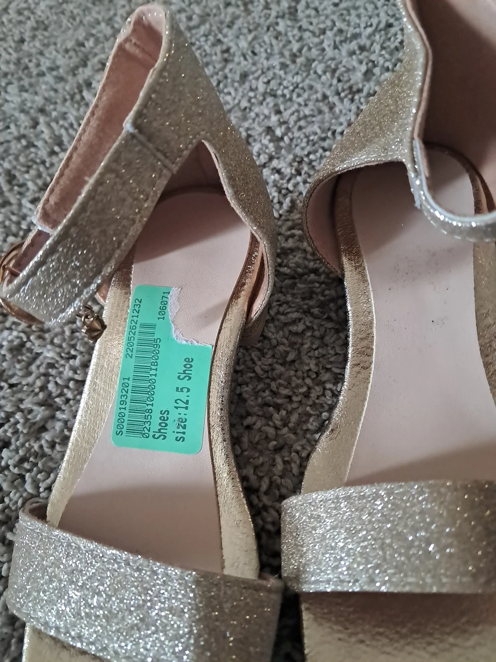 Gold Glitter Women's Block Heel Sandals